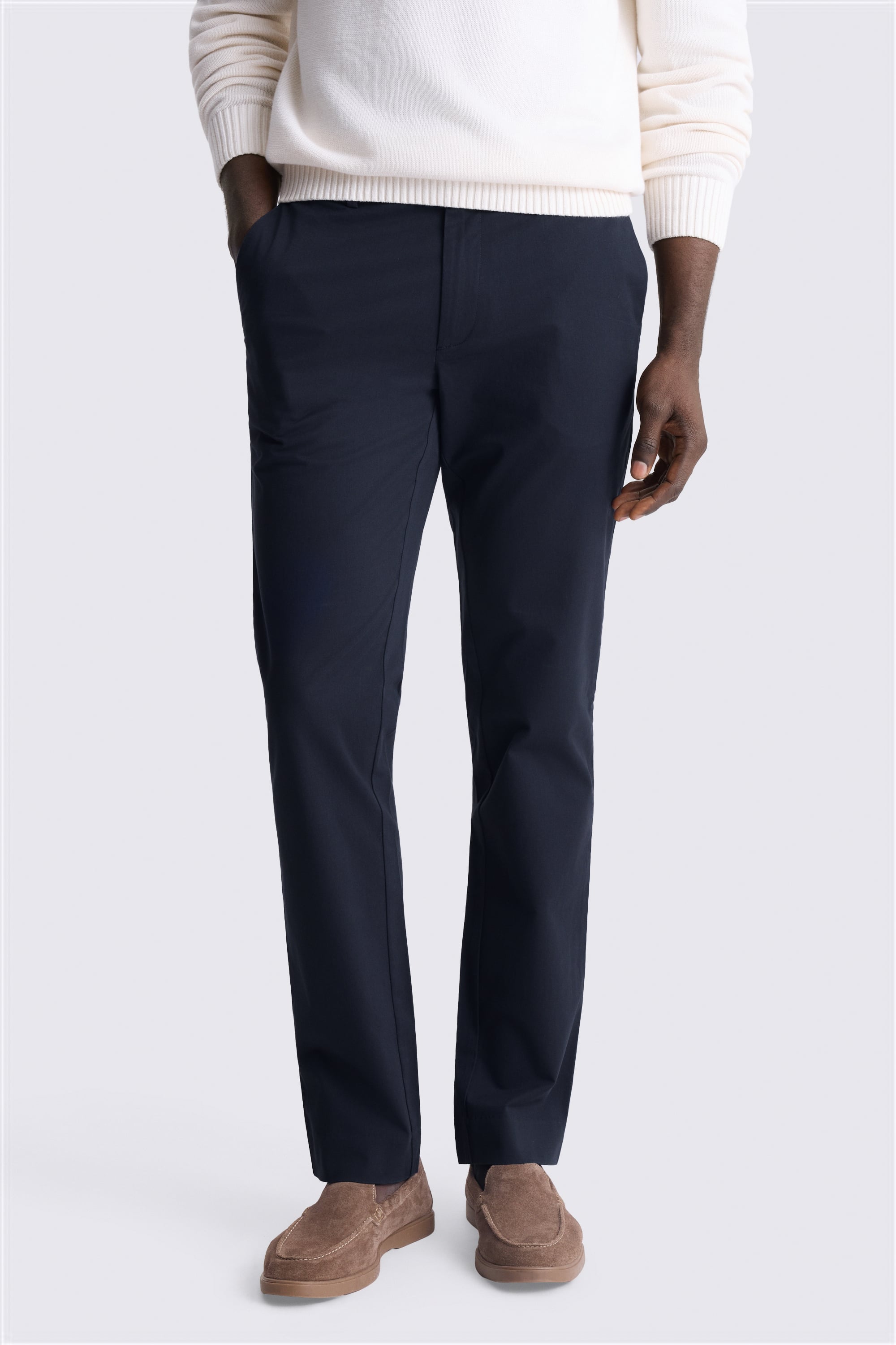 Slim Fit Navy Cotton-Stretch Chinos