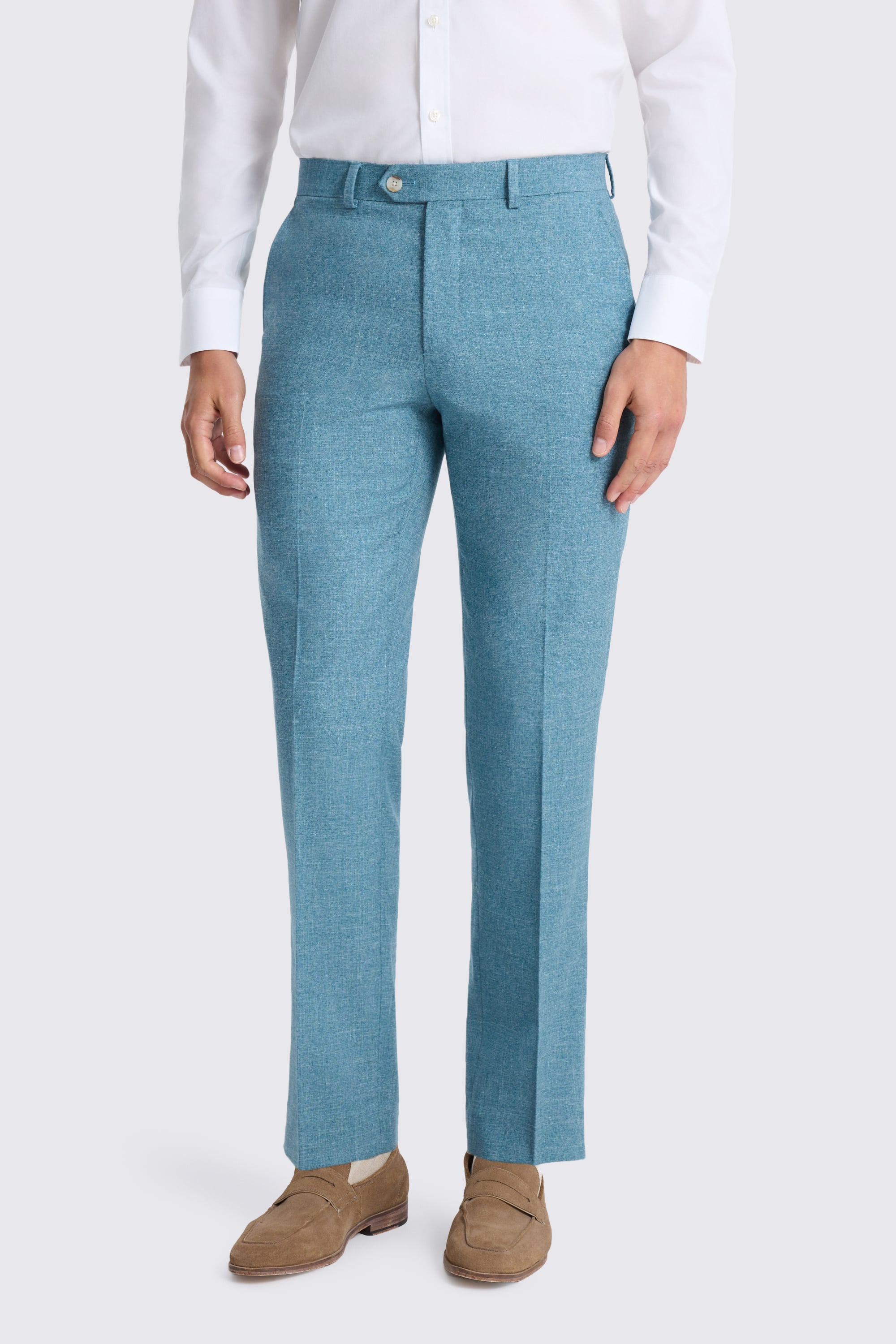 Tailored Fit Teal Slub Suit