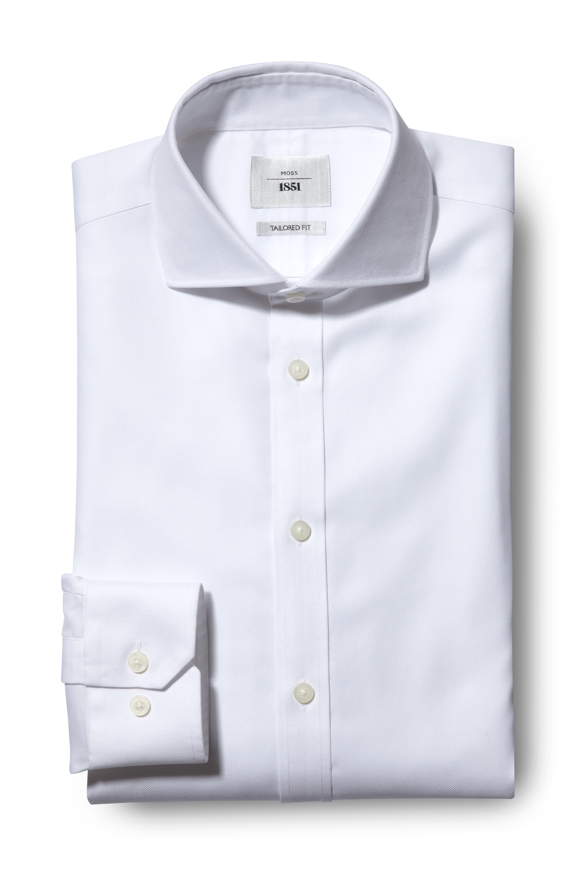 Tailored Fit White Textured Non-Iron Shirt | Buy Online at Moss