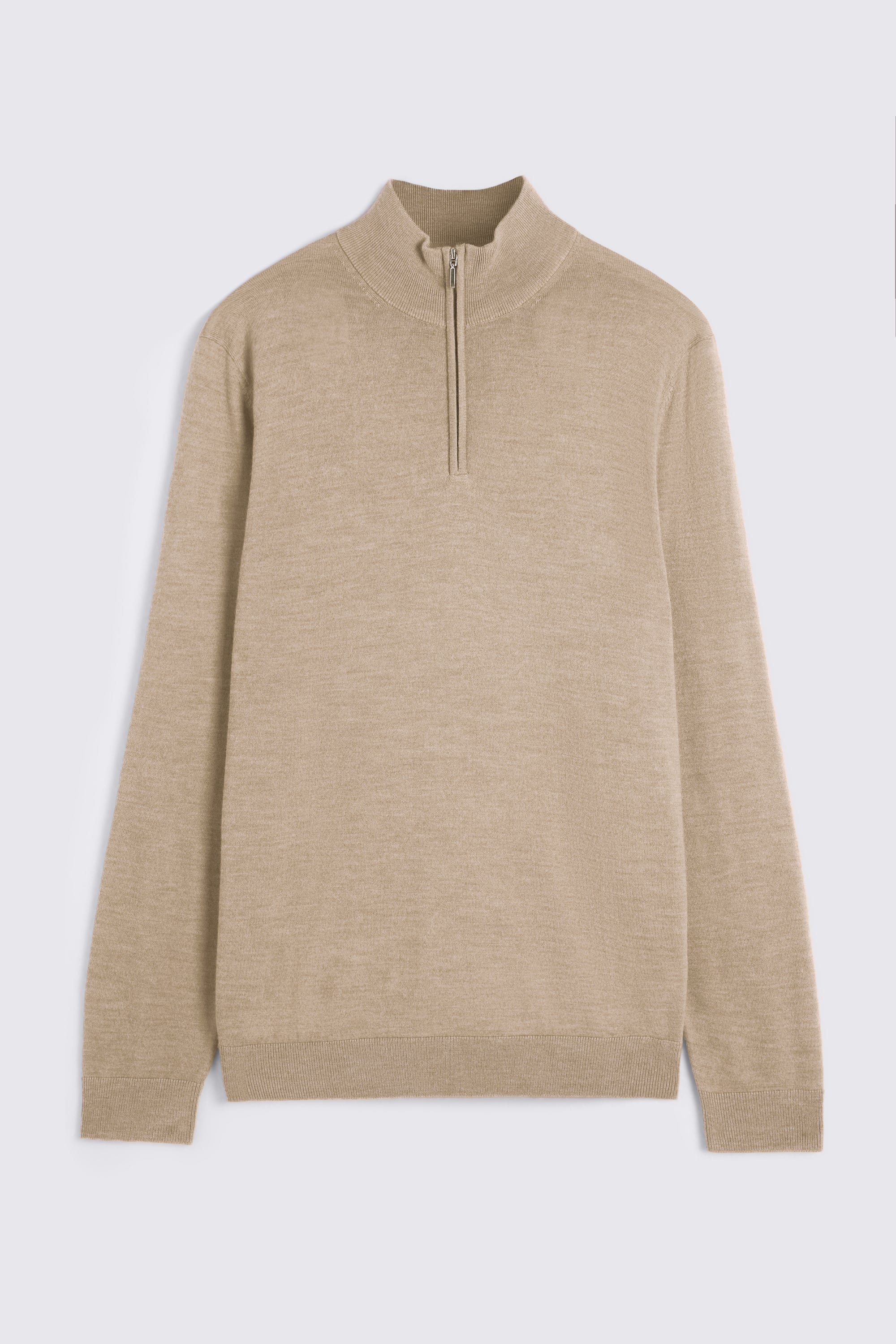 Camel Merino Zip-Neck Jumper