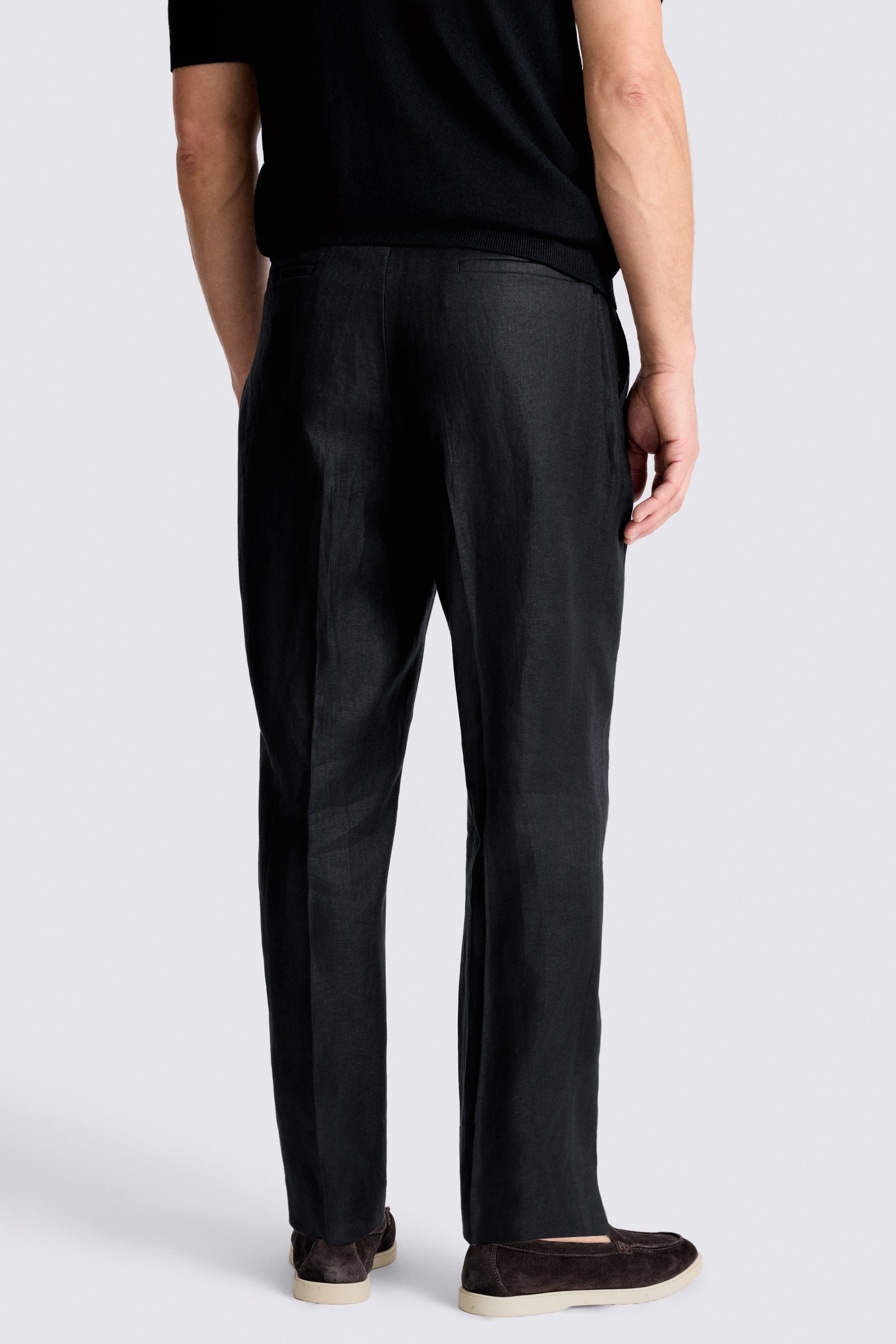 Black Linen Pleated Pants