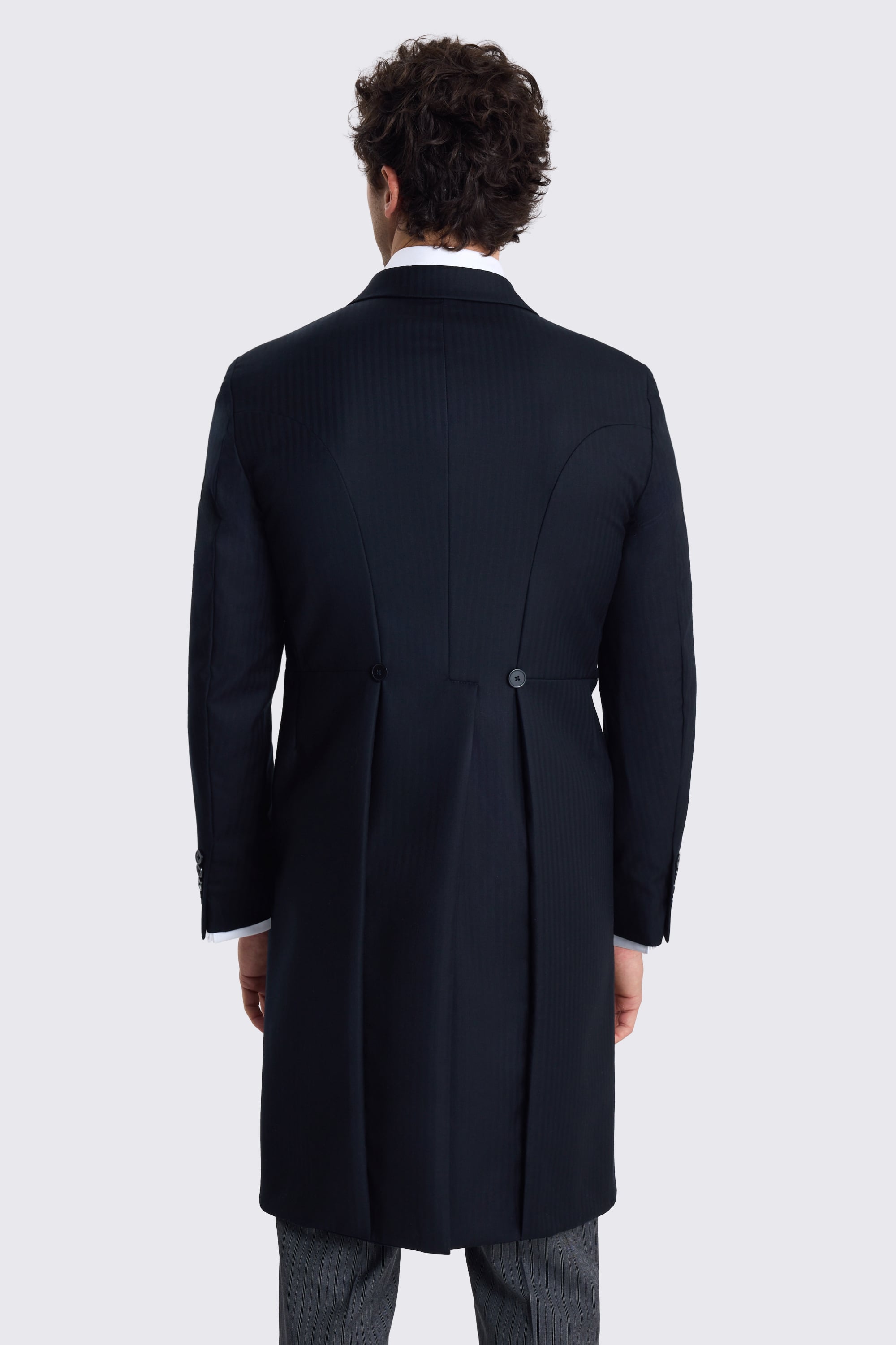 Italian Tailored Fit Black Herringbone Suit