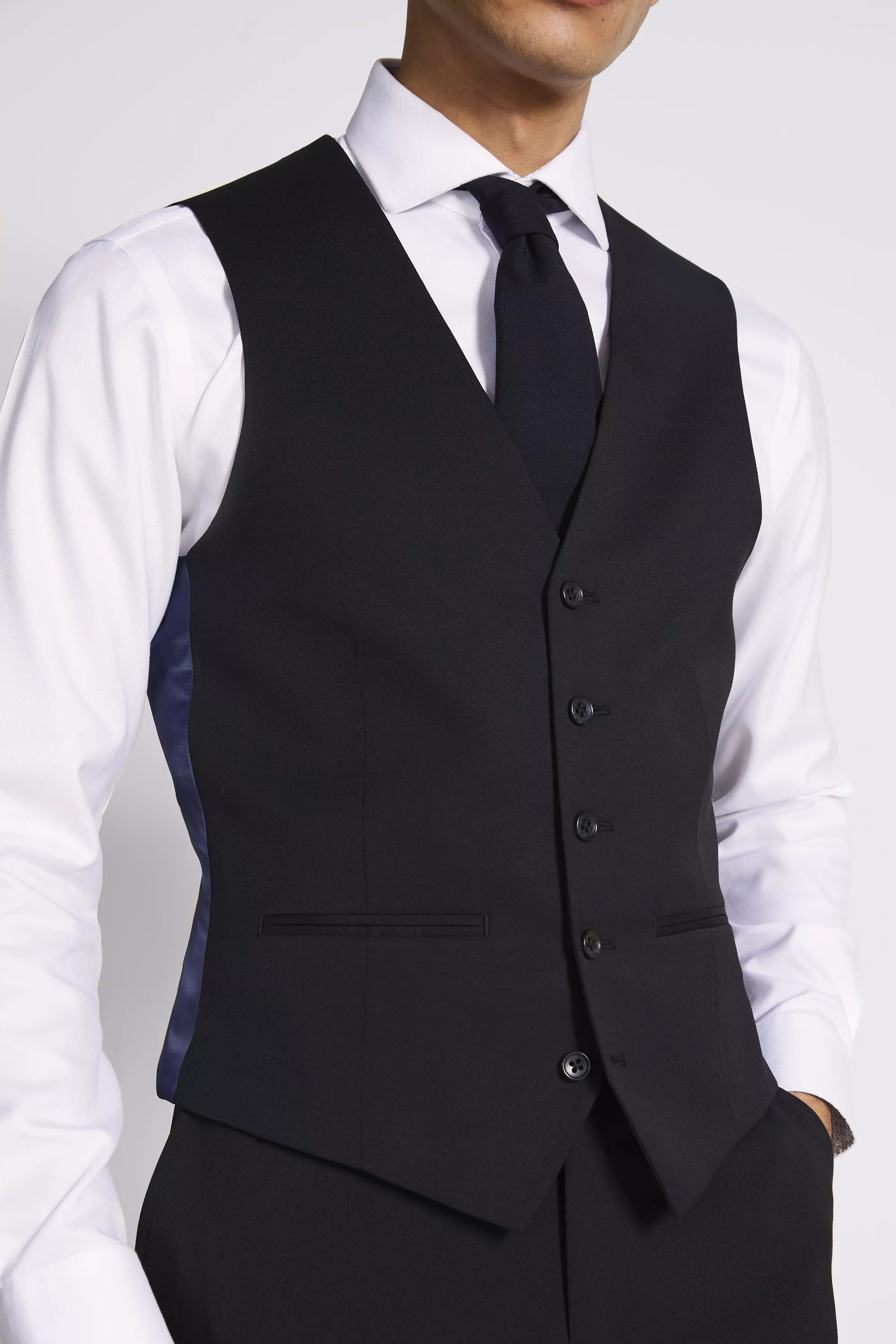Tailored Fit Black Twill Eco Waistcoat