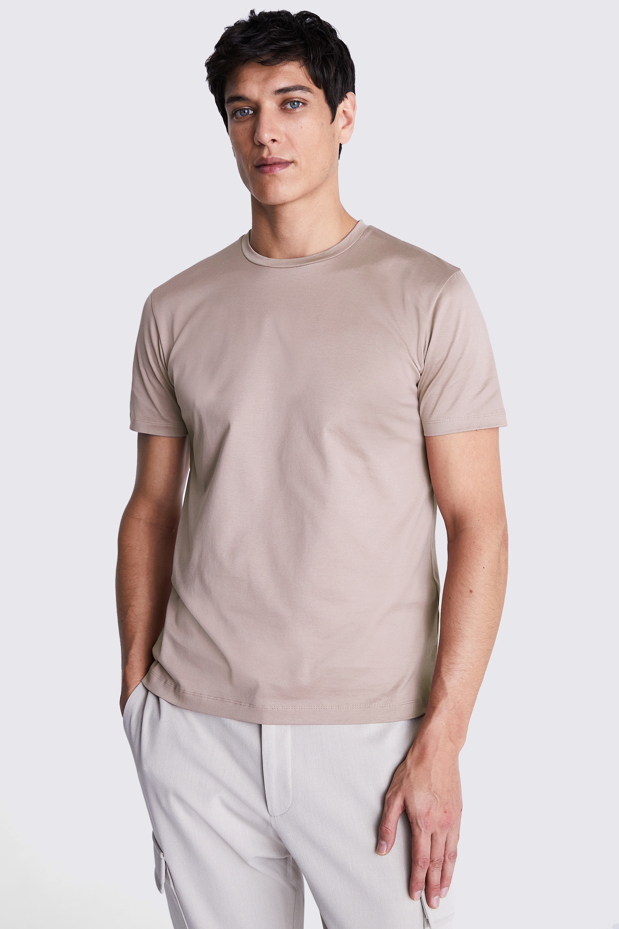 Pink Mercerised Crew-Neck T-Shirt