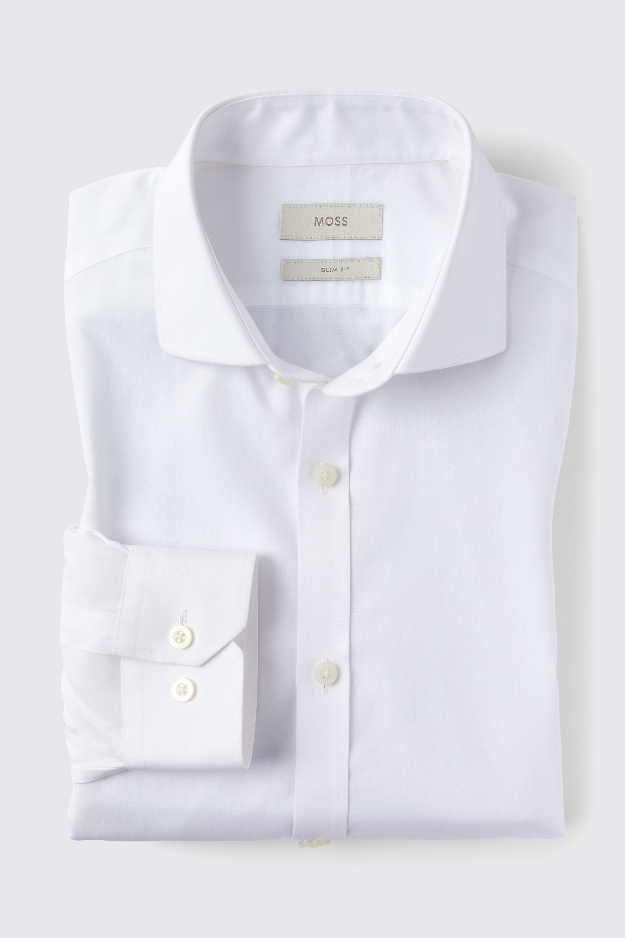 Slim Fit White Poplin Non-Iron Shirt | Buy Online at Moss