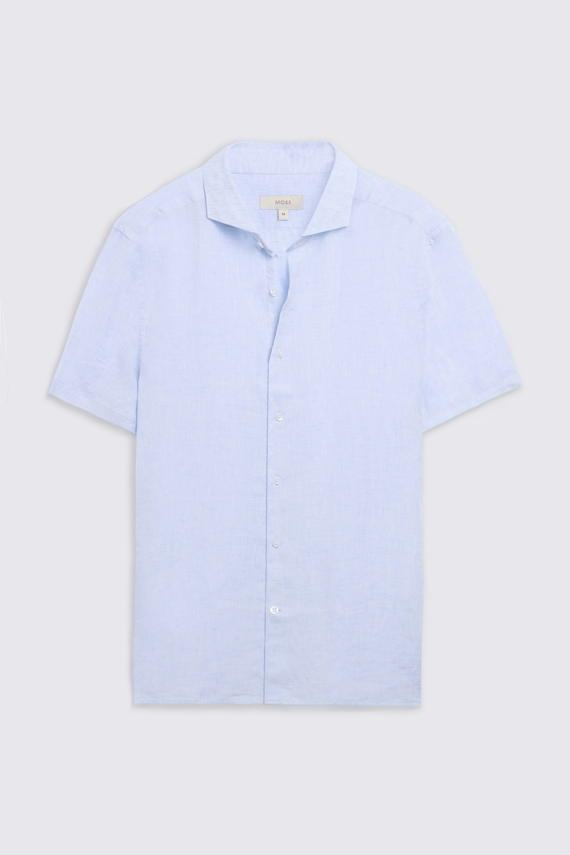 Sky Blue Short Sleeve Linen Shirt