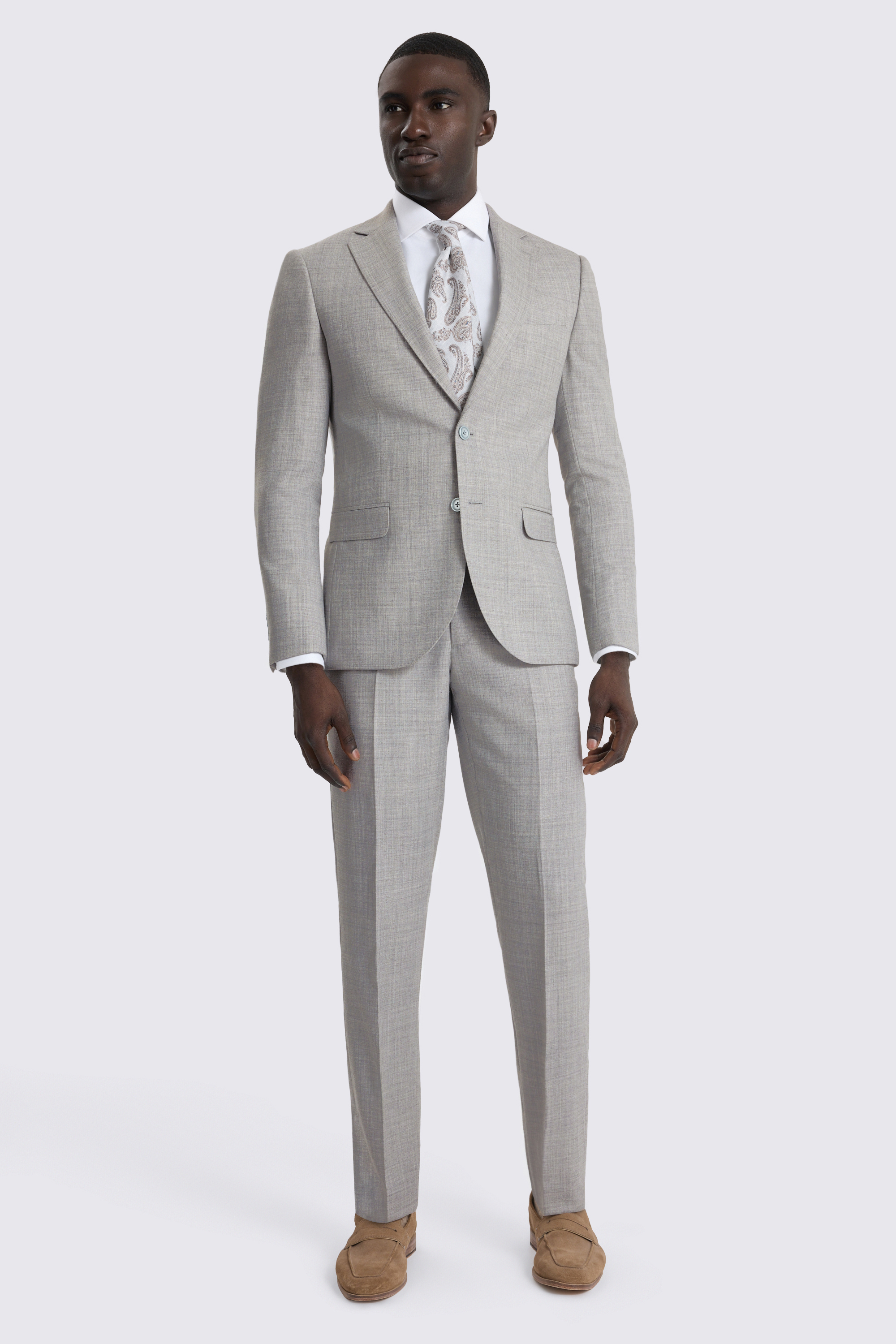 Slim Fit Light Grey Marl Suit