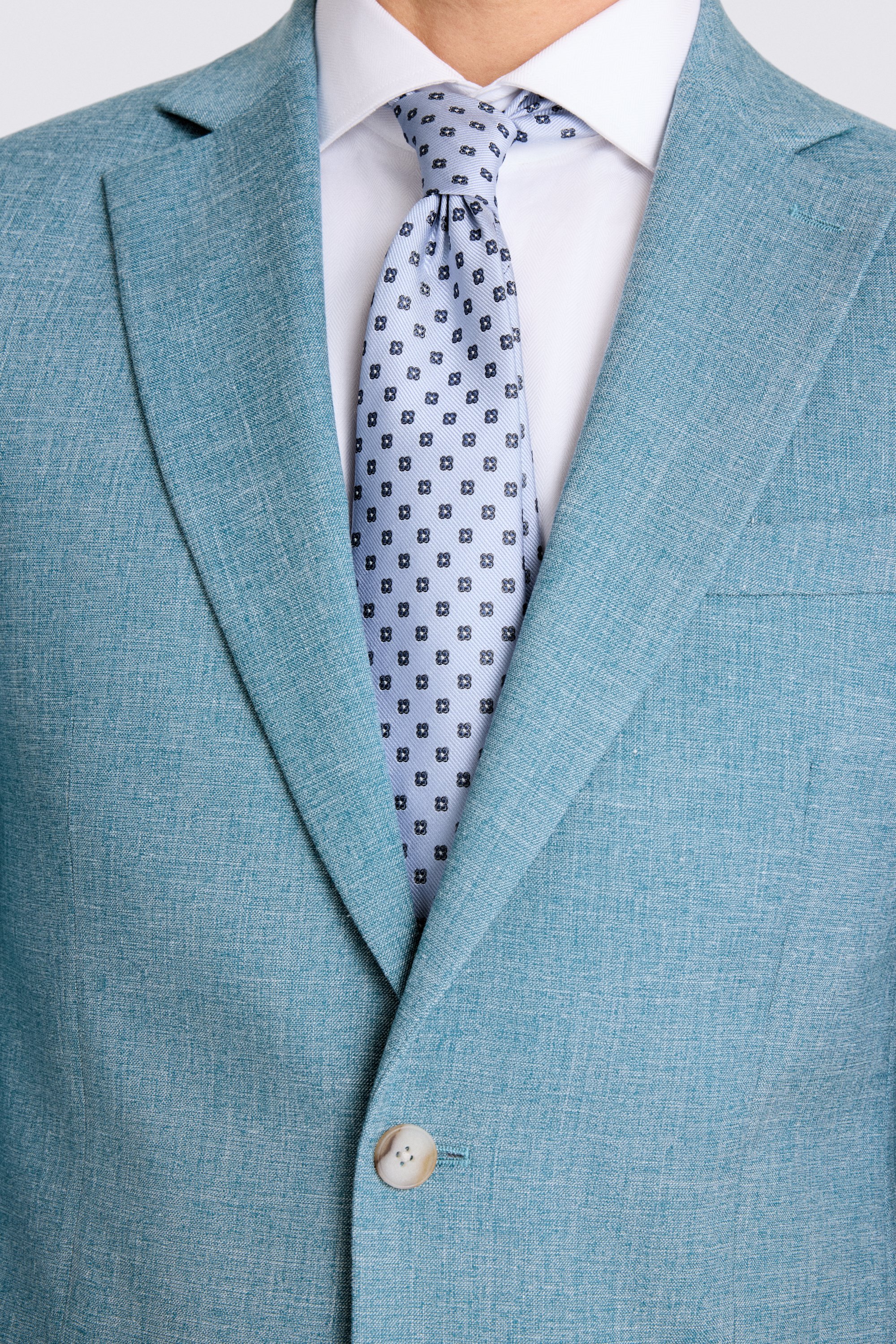 Tailored Fit Teal Slub Suit