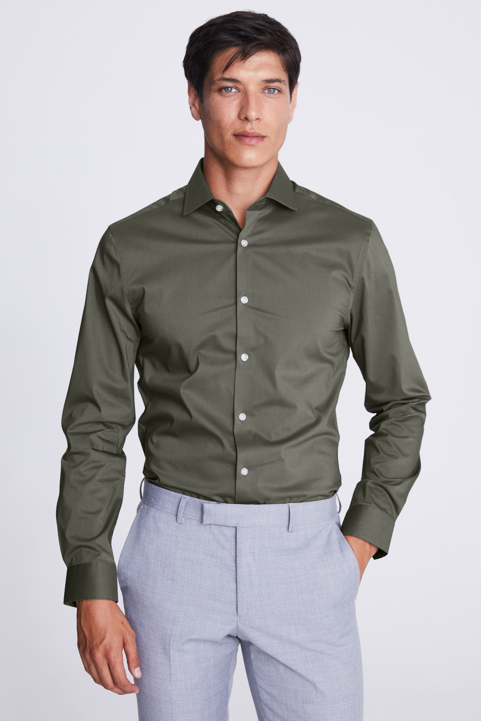 Slim Fit Green Stretch Shirt | Buy Online at Moss