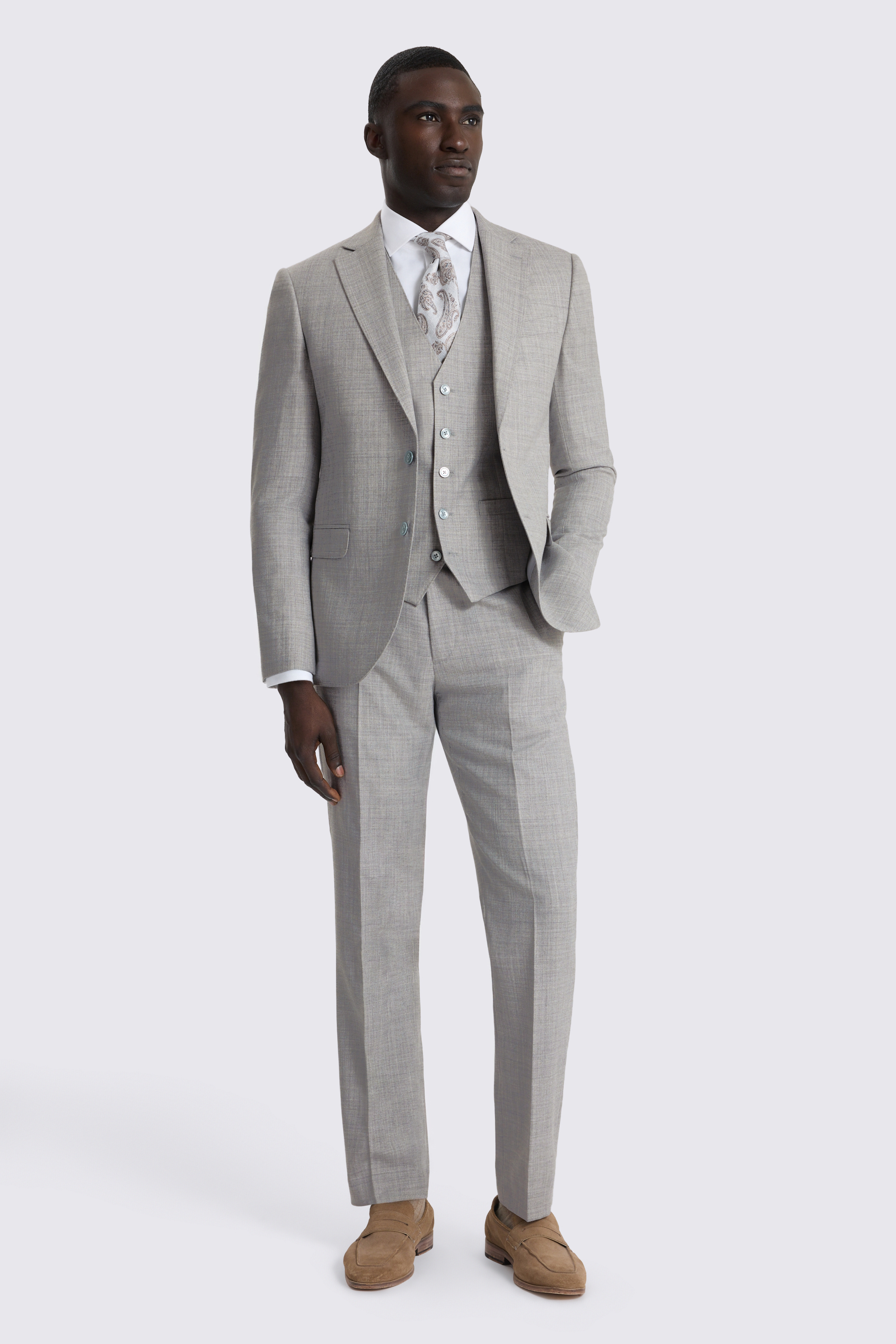 Slim Fit Light Grey Marl Suit