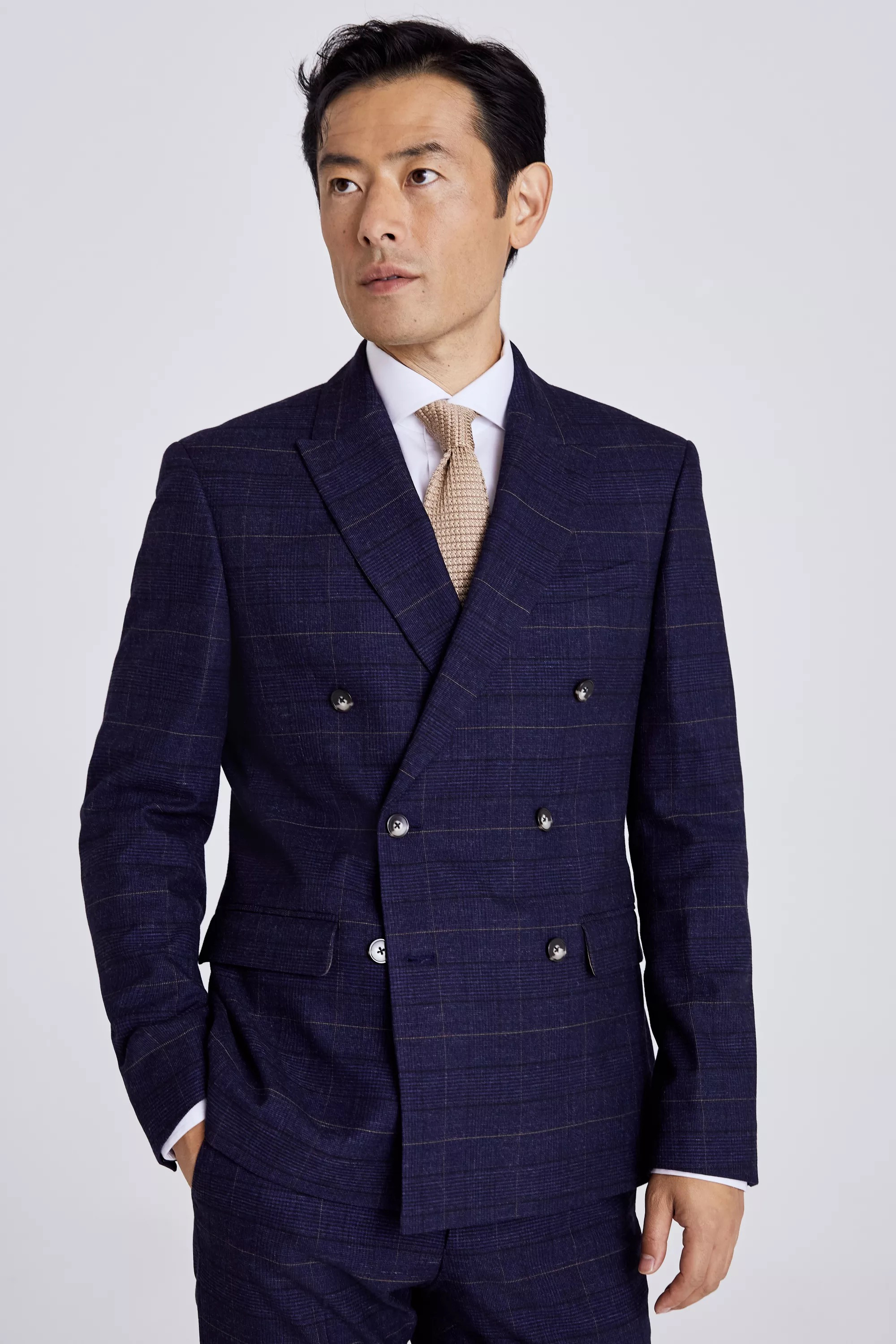 Slim Fit Navy Black Check Jacket