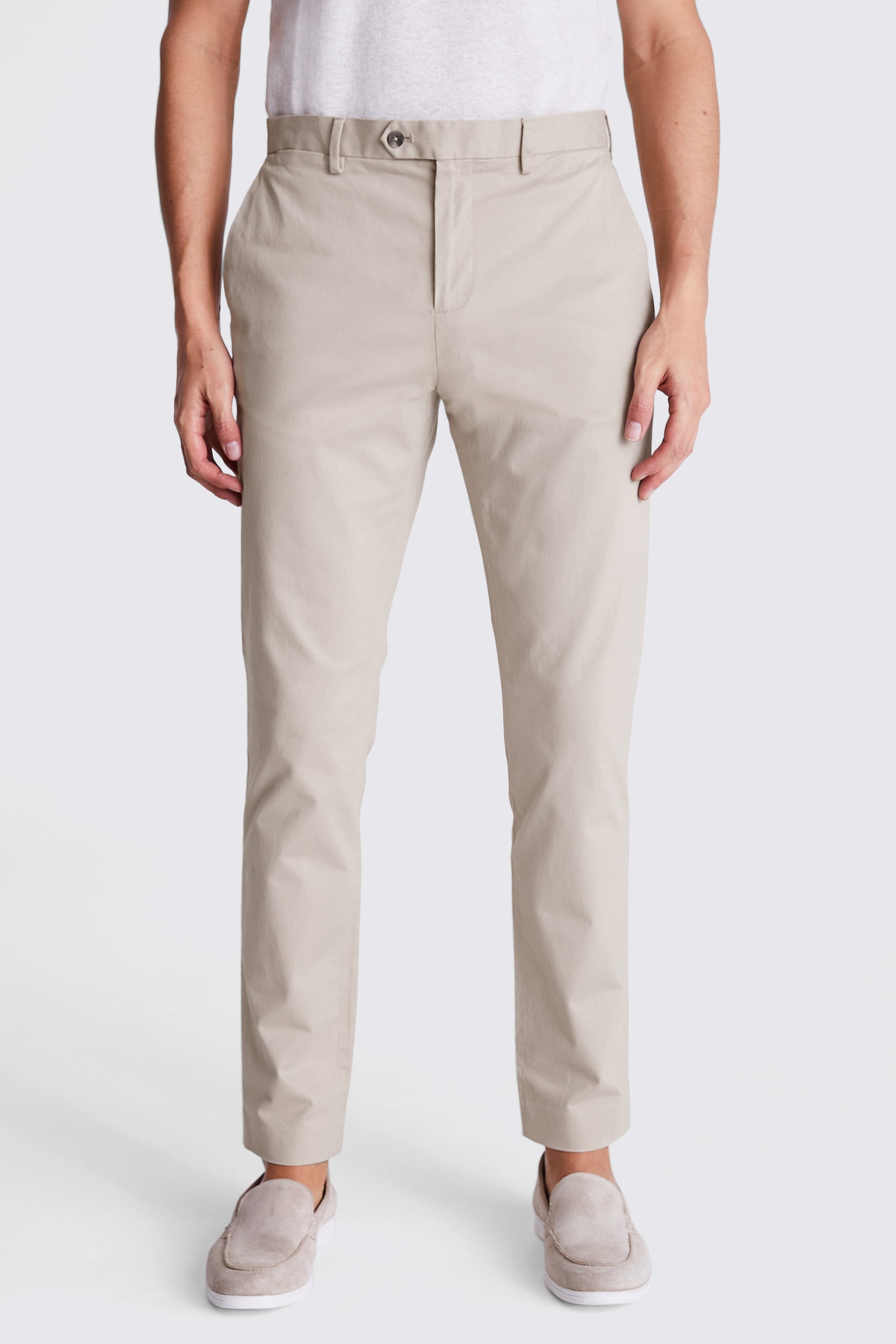 Slim Fit Stone Cotton-Stretch Chinos